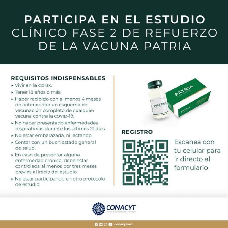 En la imagen, los requisitos para ser voluntario y recibir la vacuna Patria