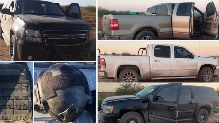 Hallan en Guaymas equipo táctico y cuatro camionetas abandonadas, dos de ellas blindadas