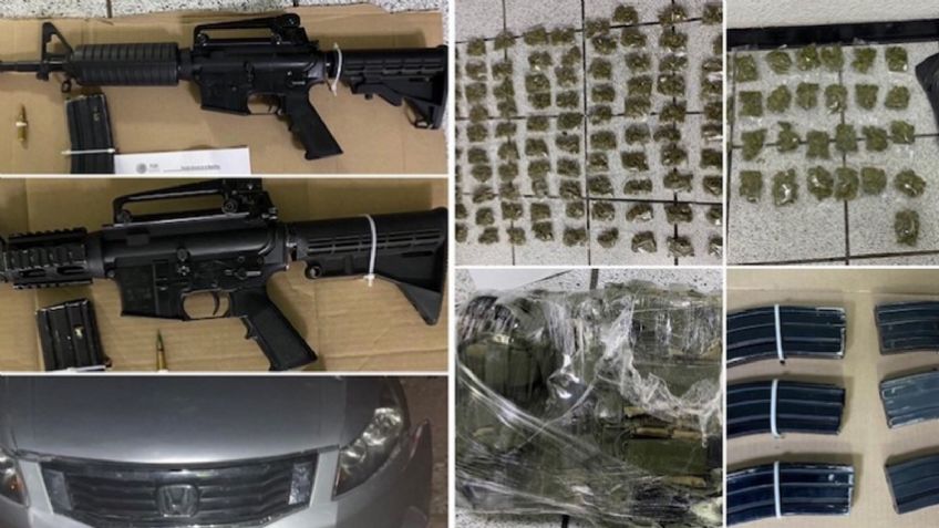Caen seis presuntos narcos en carretera de Sonora; llevaban armas, droga y equipo táctico