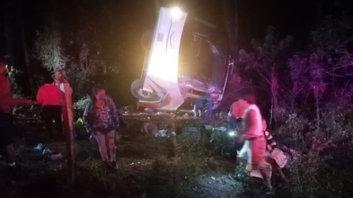 Tragedia: Autobús con peregrinos vuelca sobre la carretera: hay 5 muertos