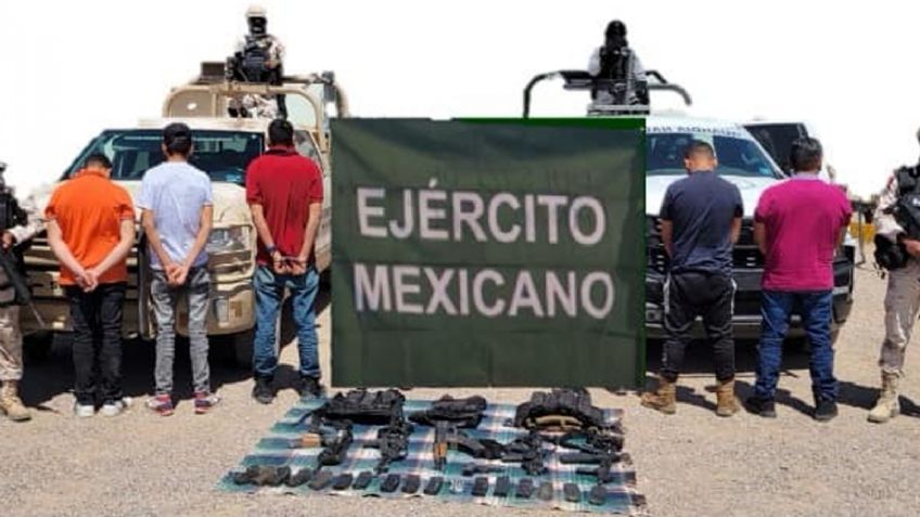 Capturan en Sonora a cinco presuntos miembros del crimen organizado y aseguran armamento