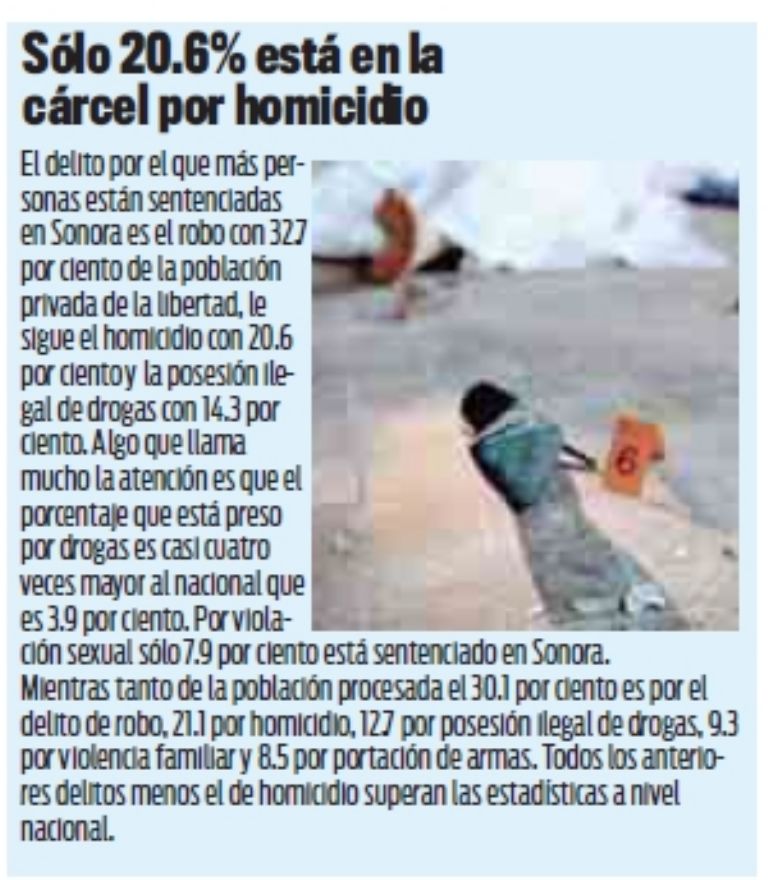 Información sobre las cárceles de Sonora.