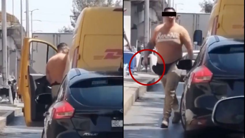 VIDEO: Amedrentan con arma de fuego a un repartidor en medio del tráfico de la CDMX