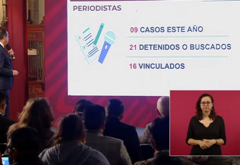 En la imagen, confirma SSPC que solo hay 9 asesinatos de periodistas registrados en México.