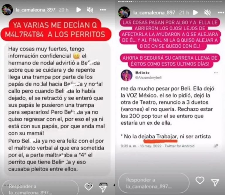 capturas de pantalla Belinda y Nodal