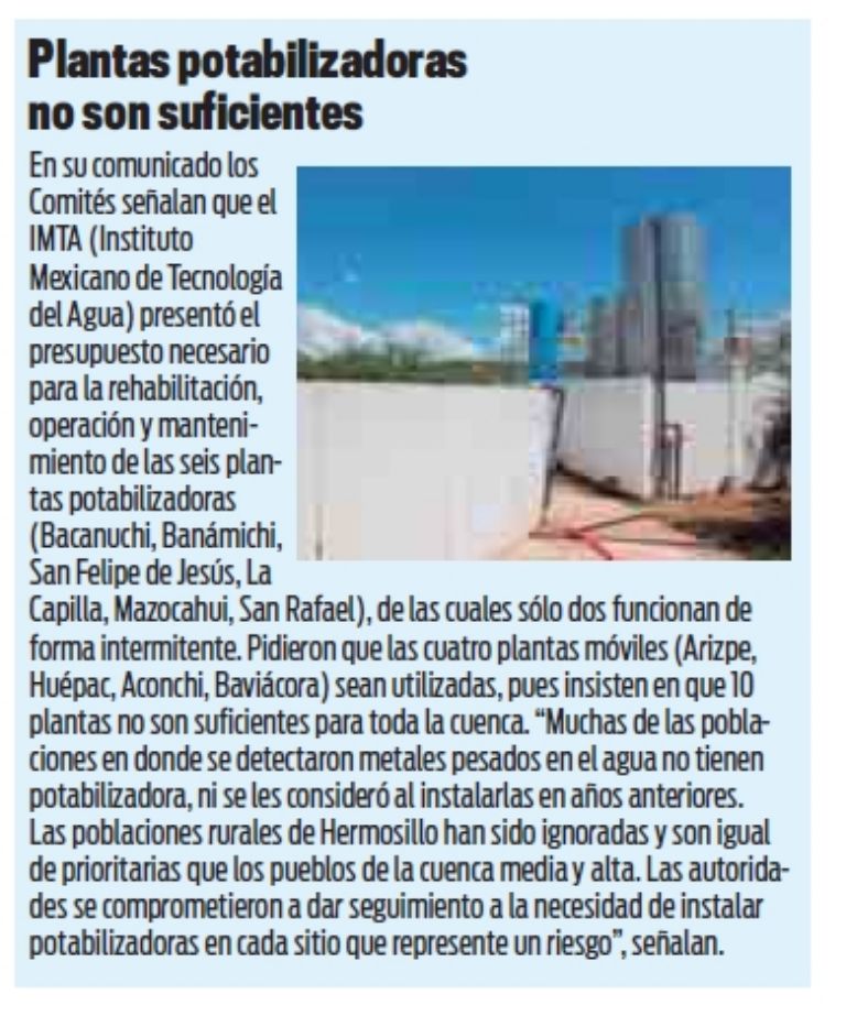 Plantas potabilizadoras no son suficientes