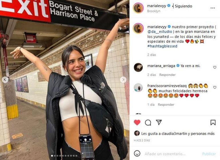 María Levy en el metro de Nueva York