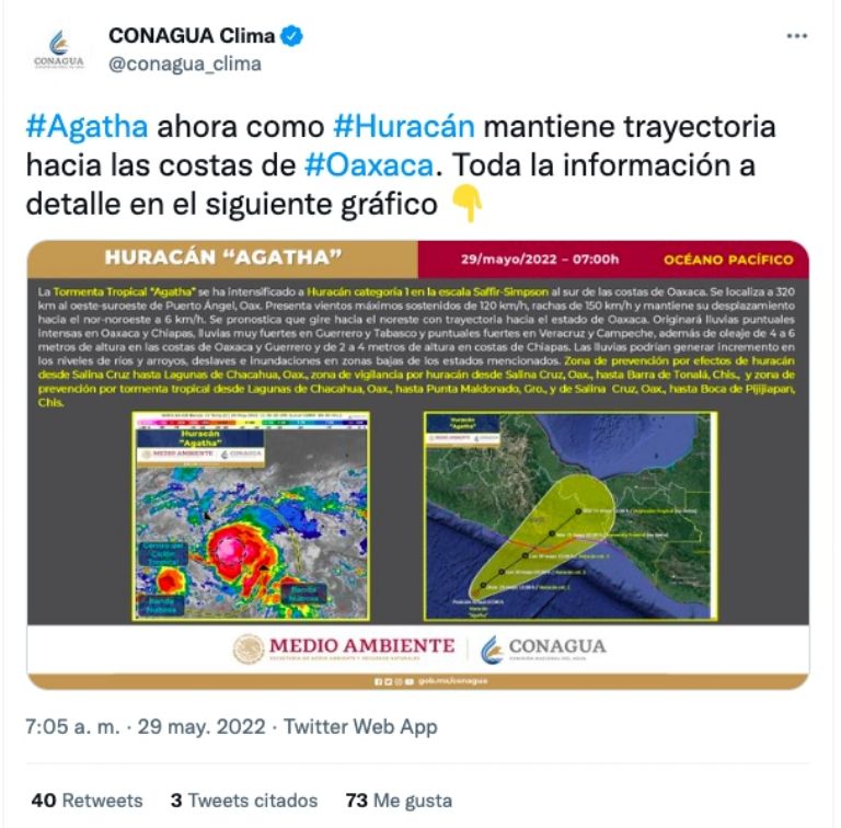 Informe huracán 'Agatha'