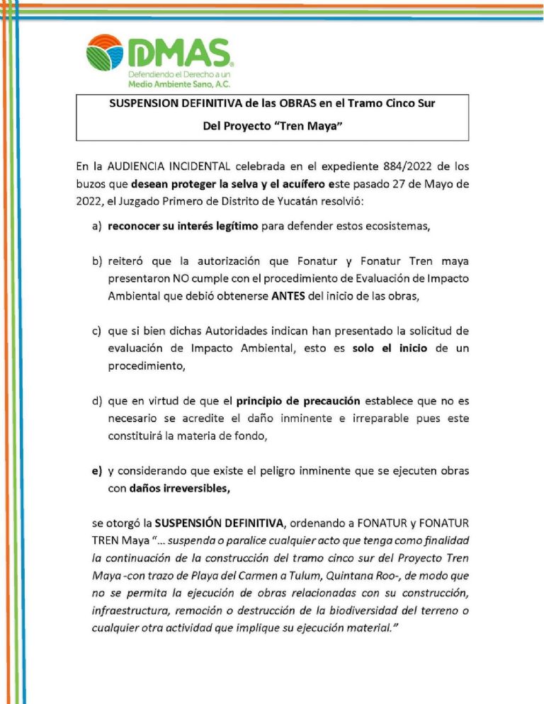 Comunicado sobre el Tren Maya 