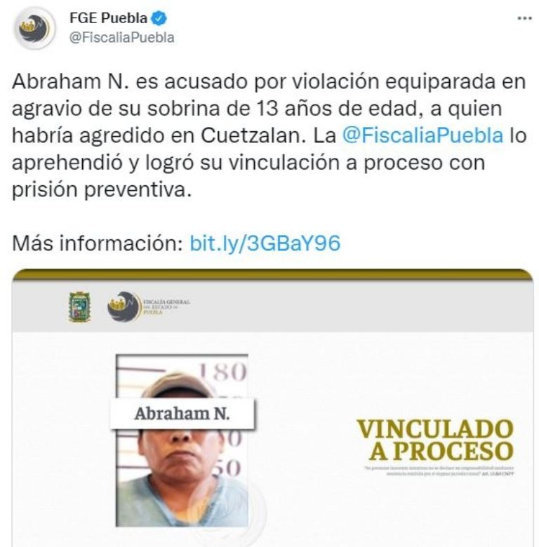 Detienen a Abraham N. en Puebla 