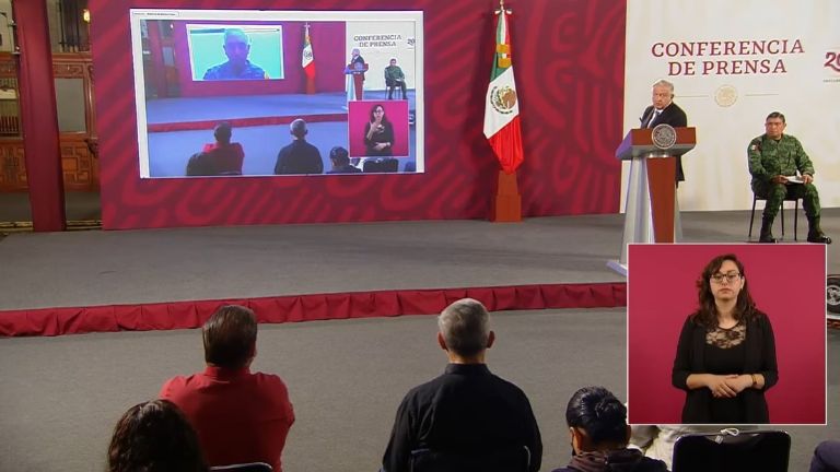 El presidente AMLO se enlazo con autoridades de Oaxaca para informar sobre los estragos del huracán Agatha. Crédito: Captura de pantalla