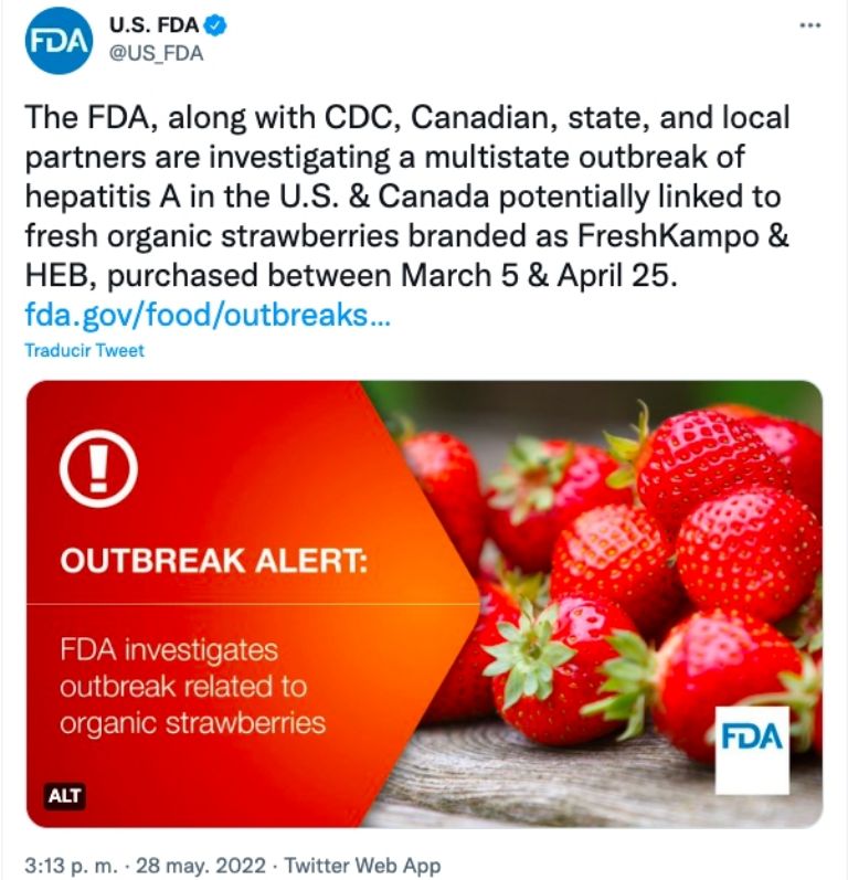 Reporte sobre hepatitis A de la FDA