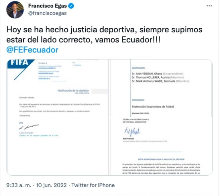 Ecuador sí jugará en Qatar 2022