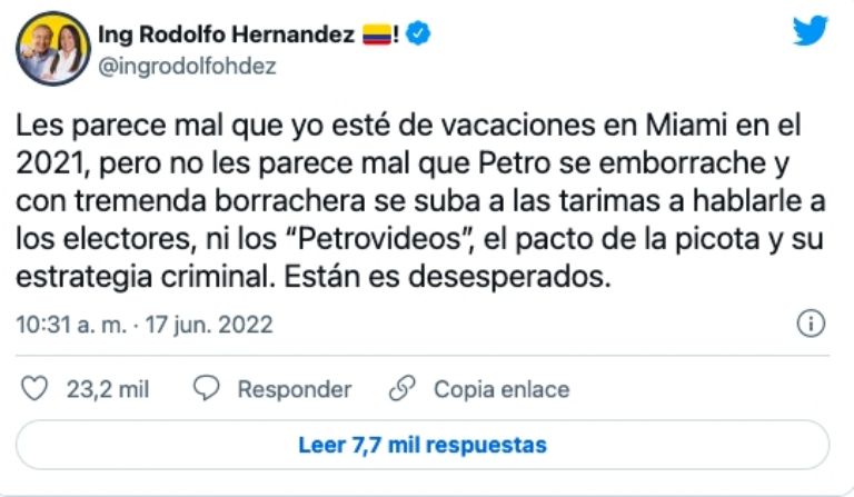 Twitter Rodolfo Hernández 