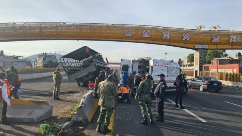 Militares sufren aparatoso accidente en la México-Puebla; hay 3 lesionados