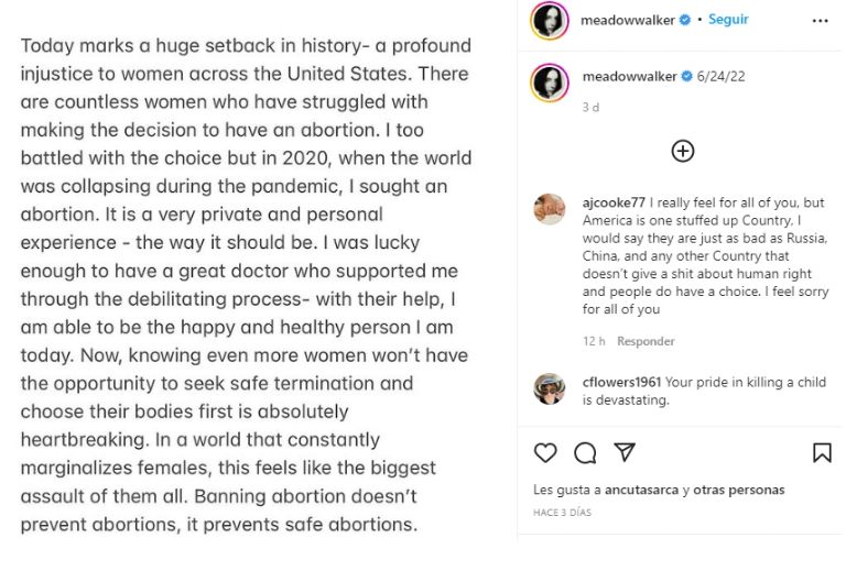 Hija de Paul Walker habla sobre el aborto que se hizo en 2020. Foto: Instagram