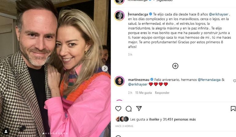Mensaje de Fernanda Castillo a Erik Hayser