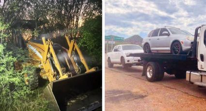 Ocultos entre la maleza, localizan y aseguran maquinaria y vehículos robados en Sonora