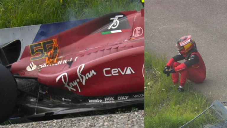 Auto de Sainz se incendia 