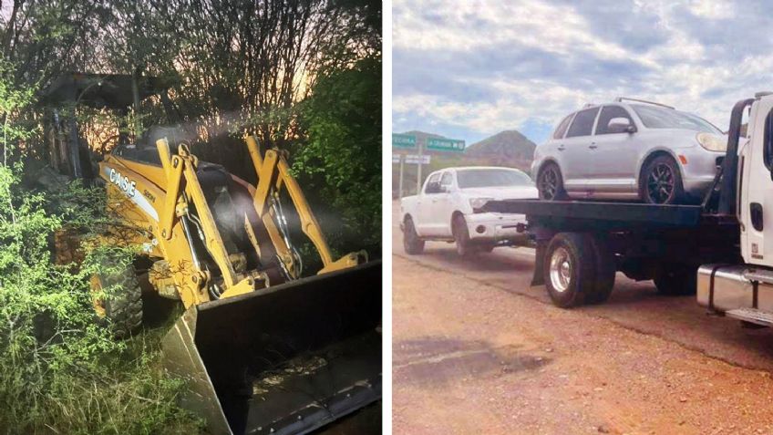 Ocultos entre la maleza, localizan y aseguran maquinaria y vehículos robados en Sonora