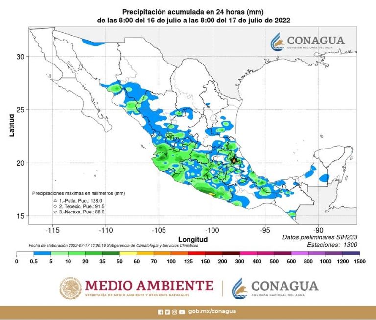 Informan sobre el huracán Estelle en México. Foto: Conagua