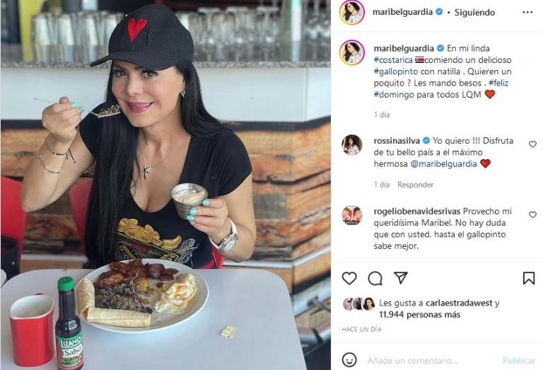 Maribel Guardia comiendo Gallo Pinto