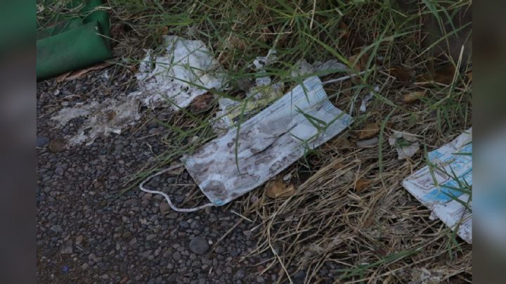 Cajemenses 'adornan' las calles con cubrebocas; reportan una gran contaminación en el primer cuadro