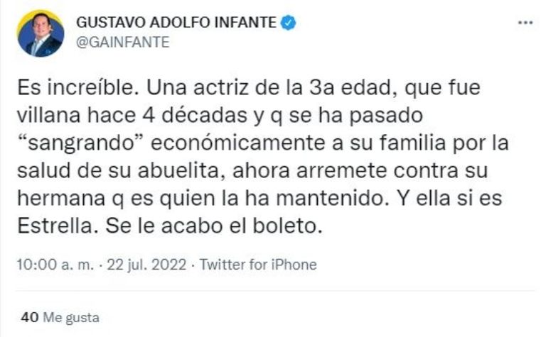 Declaración de Gustavo Adolfo Infante