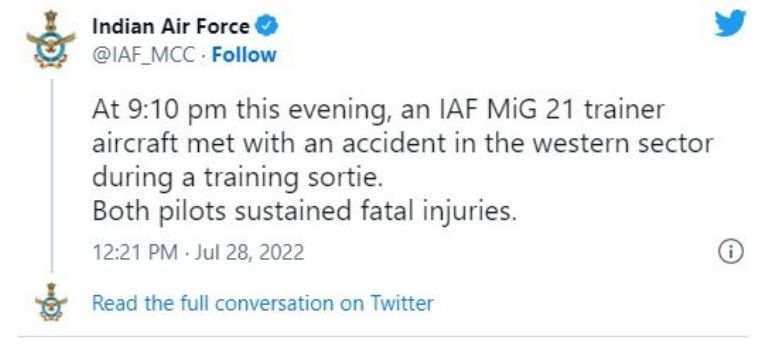 Comunicado de la Indian Air Force