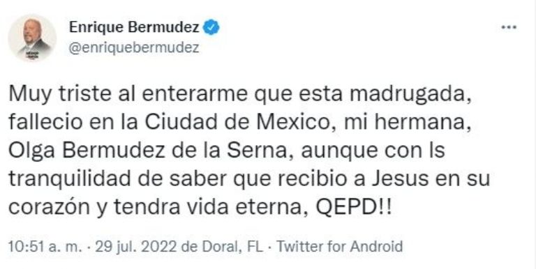Enrique 'El Perro' Bermúdez está de luto