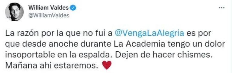 William Valdés explica por qué no estuvo en 'La Academia'