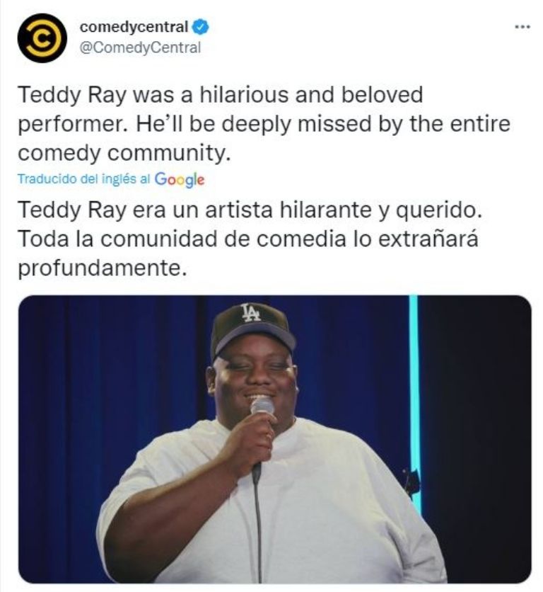 Tuit de Comedy Central por el fallecimiento de Teddy Ray
