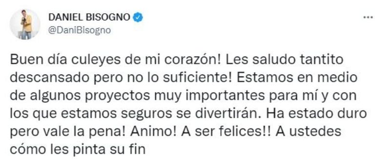 Tuit de Daniel Bisogno