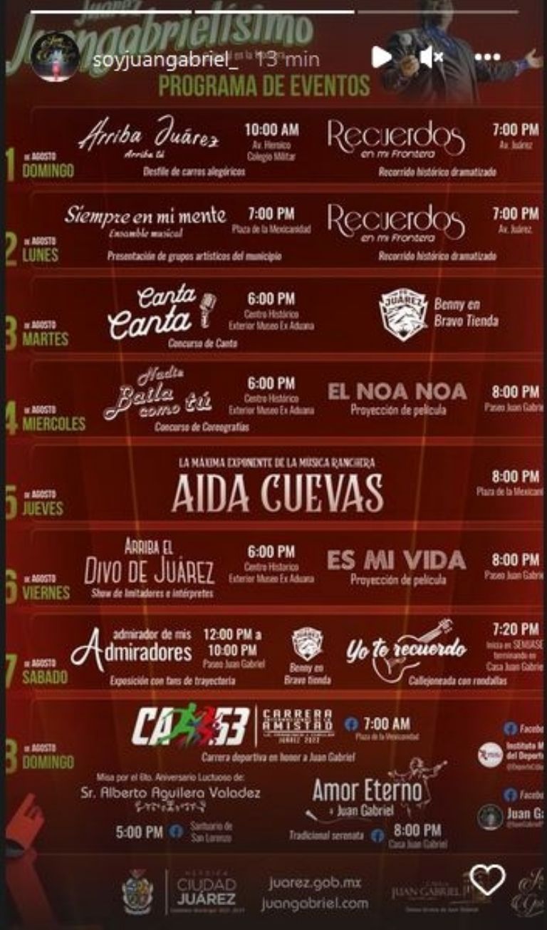 Cronograma de la Semana Cultural 