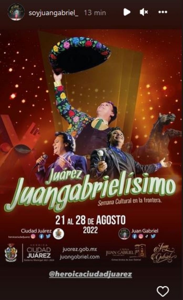 Afiche de la semana cultural en honor a Juan Gabriel