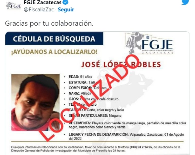 Confirman hallazgo del padre de Yuawi López. Foto: Twitter