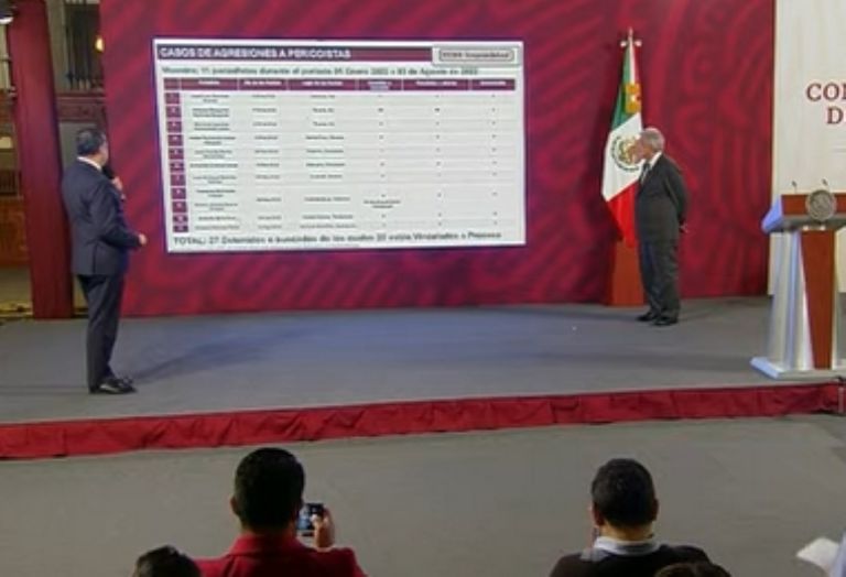 En la imagen, SSPC informa avances de investigaciones por asesinatos de periodistas en México. Foto: Gobierno de México