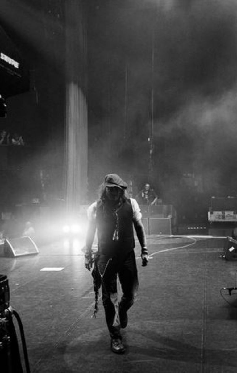 Fotografía tras bambalinas del concierto de Johnny Depp en París