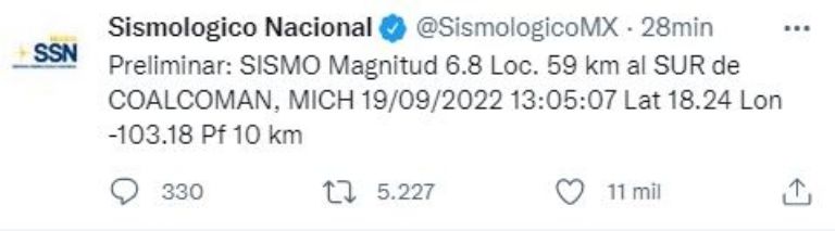 Reporte del sismológico nacional