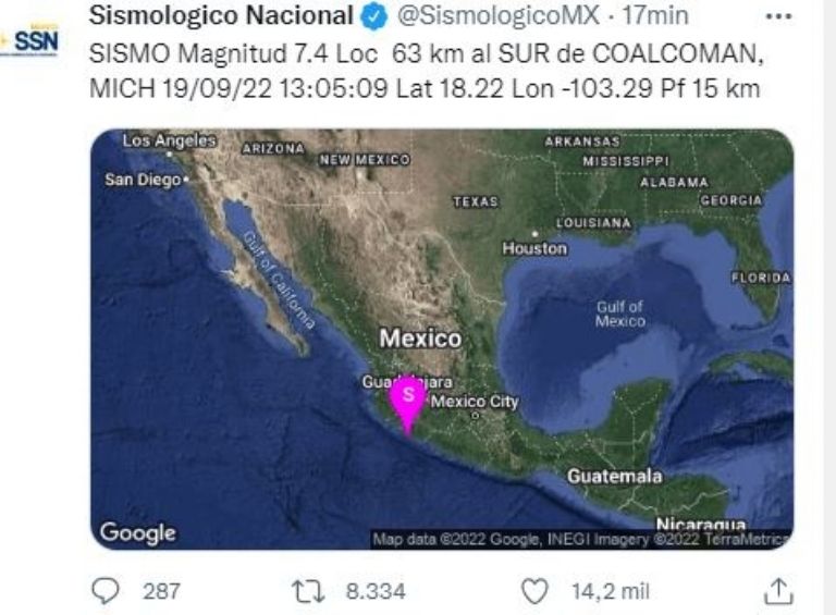 Segundo reporte del sismológico nacional