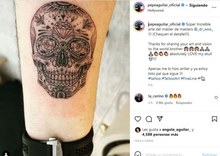 Pepe Aguilar presume el nuevo tatuaje que se hizo