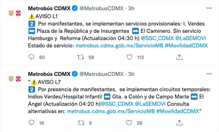 metrobús aviso 