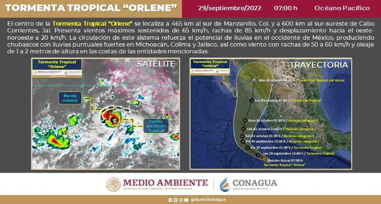 Conagua informa sobre Tormenta Tropical 'Orlene'. Foto: Twitter