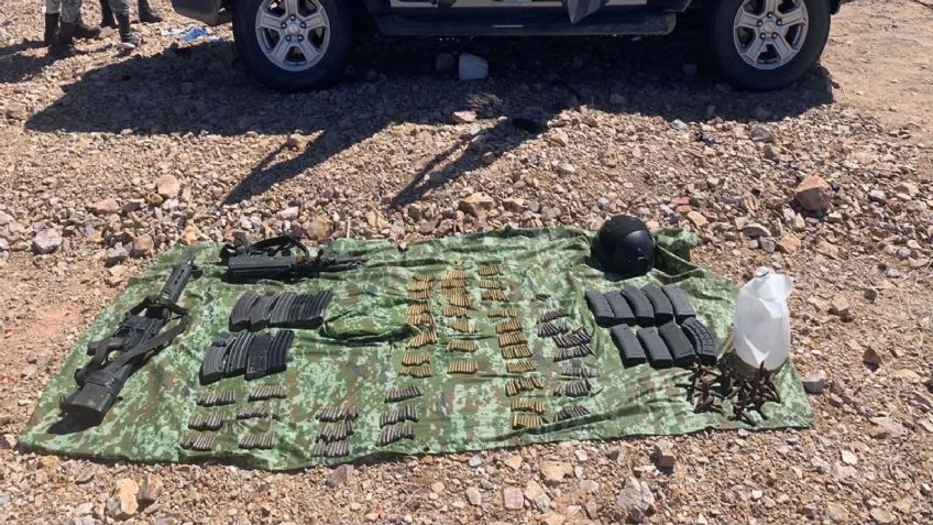 Alto al crimen: Aseguran autoridades armamento y vehículo abandonado en Caborca