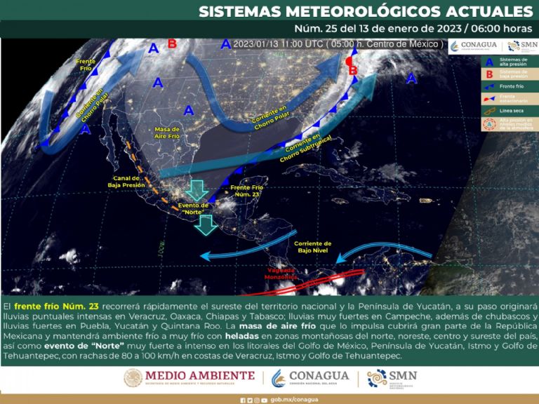 Pronóstico del clima para Sonora hoy, viernes 13 de enero. Foto: Conagua