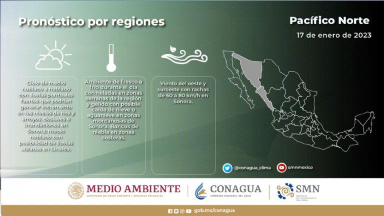 Pronóstico del clima en Sonora. Foto: Conagua