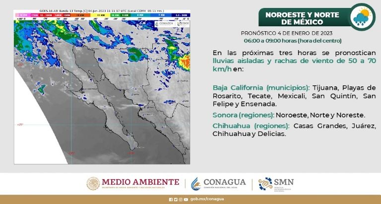 Pronóstico del clima en el Pacífico Norte. Foto: Conagua