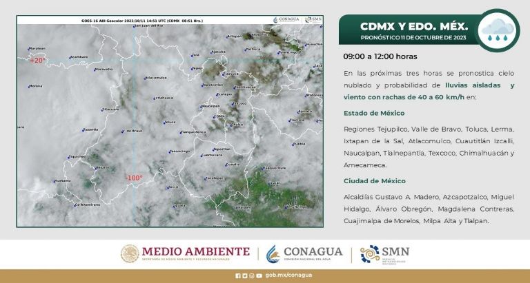Lluvias y mal clima en CDMX hoy 11 de octubre