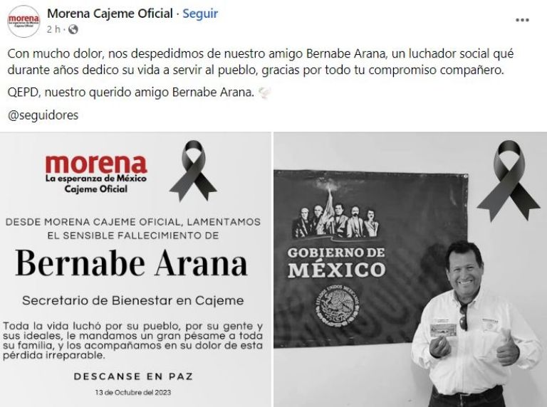 Fallece Bernabé Arana, titular de Bienestar Cajeme