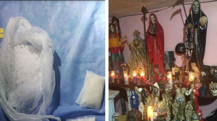 Dealer 'satánico' cae en Pachuca: Encuentran drogas y un altar con culto a la 'Santa Muerte'